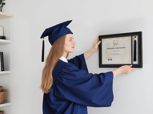 Lavezee إطار دبلوم Lavezee مقاس 15.2 × 10.6 مع حامل شرابة، وعرض درجة وثيقة الشهادة 8.5 × 11 وشرابة واحدة، أسود مع حافة ذهبية - Image 5